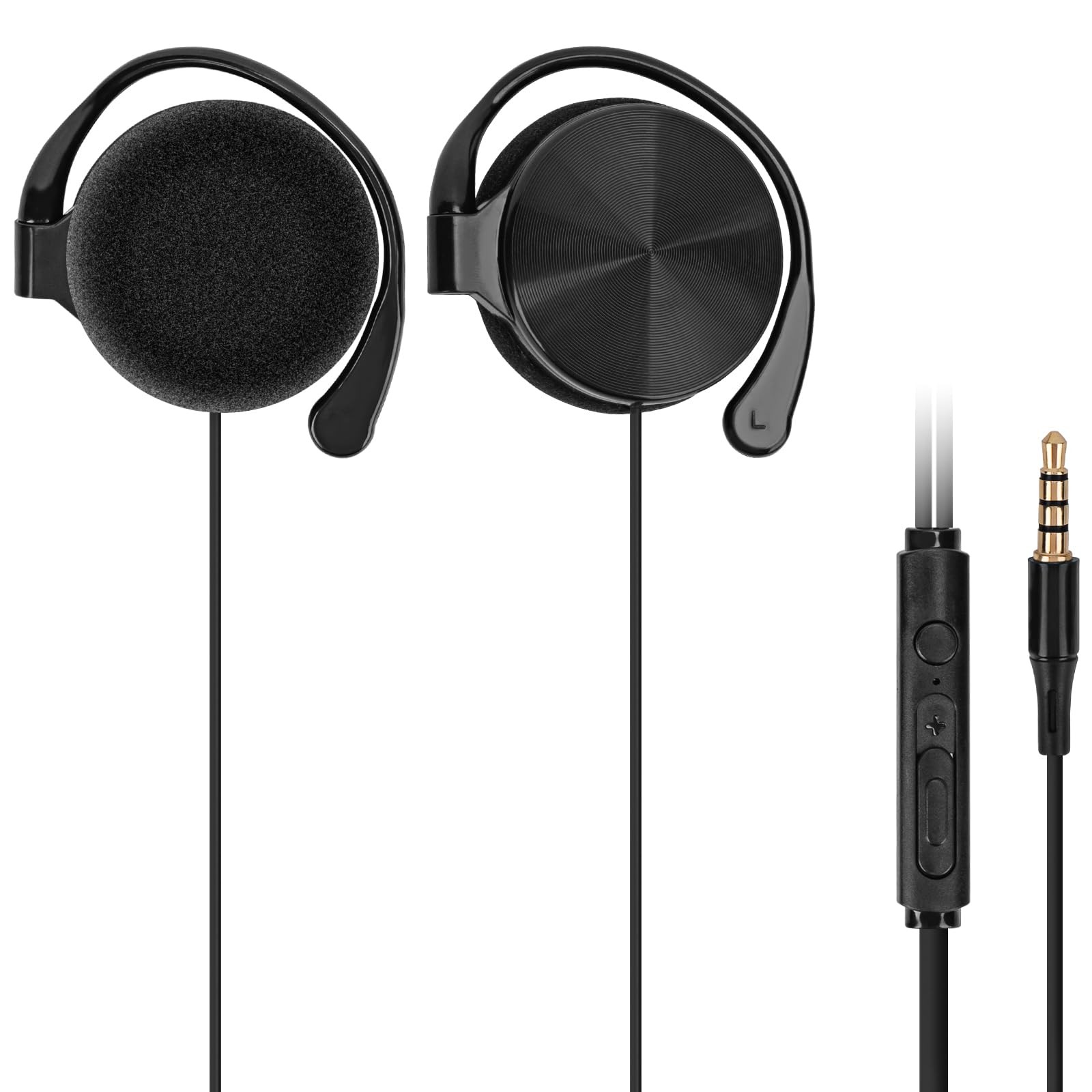 Wired Clip On Ear Headphones Portable Hook On Ear Headphones with Microphone …
