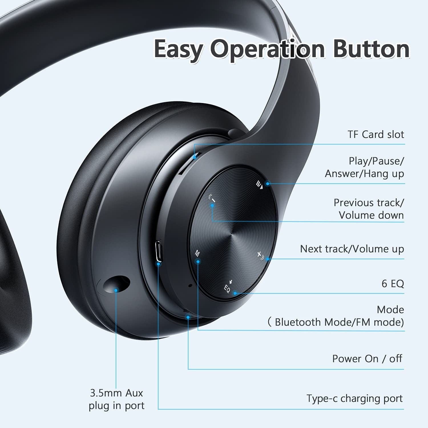 Bluetooth Headphones Over Ear, 60 Hours Playtime Foldable Headphones Wireless…