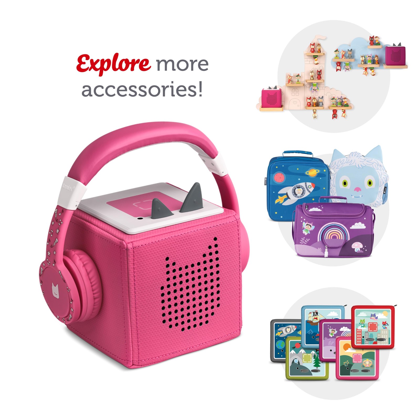 Tonies Foldable Wired Headphones for Kids – Comfortably Designed Kids, Pink