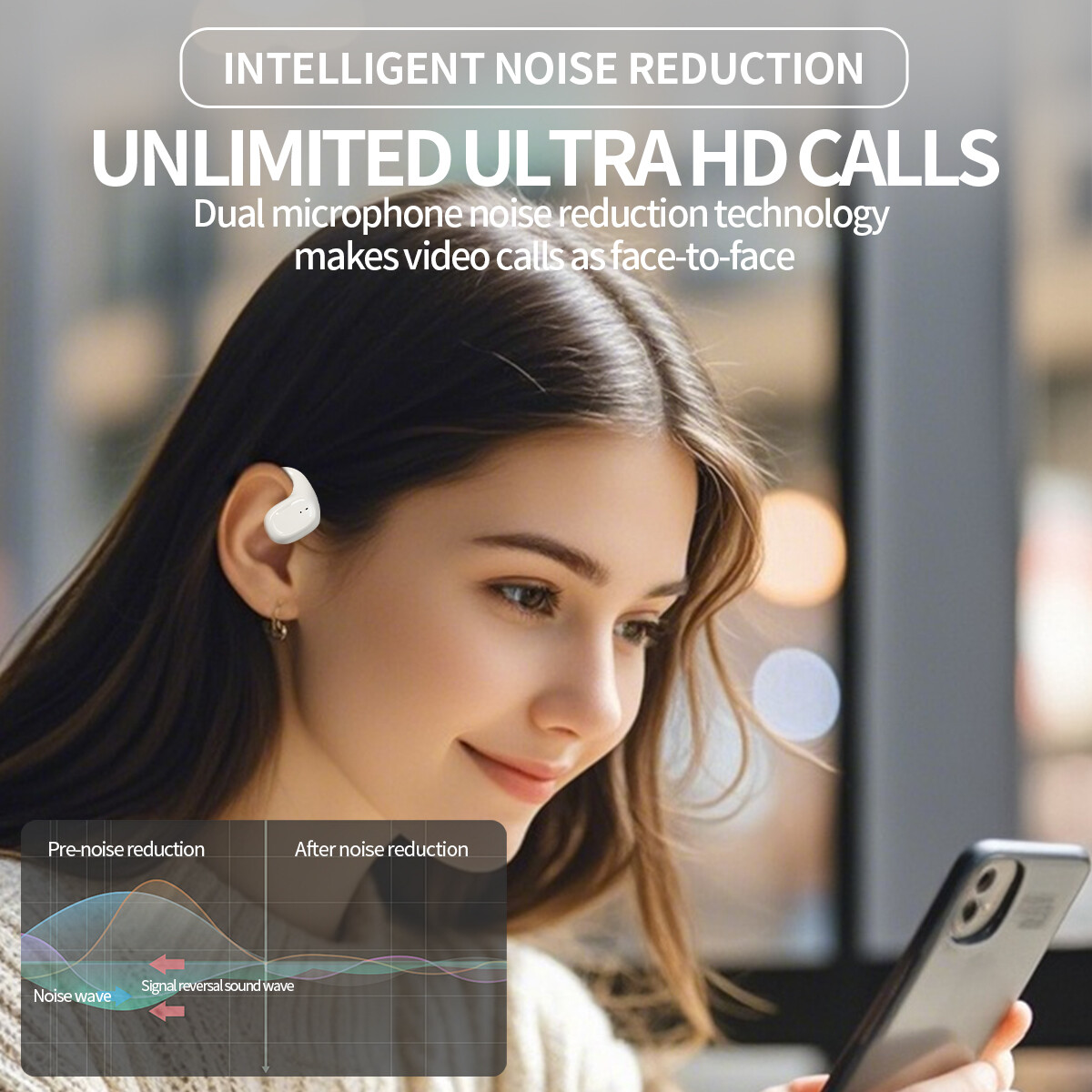 Bluetooth 5.4 Headset TWS Wireless Earphones Earbuds Stereo Headphones Ear Hook·