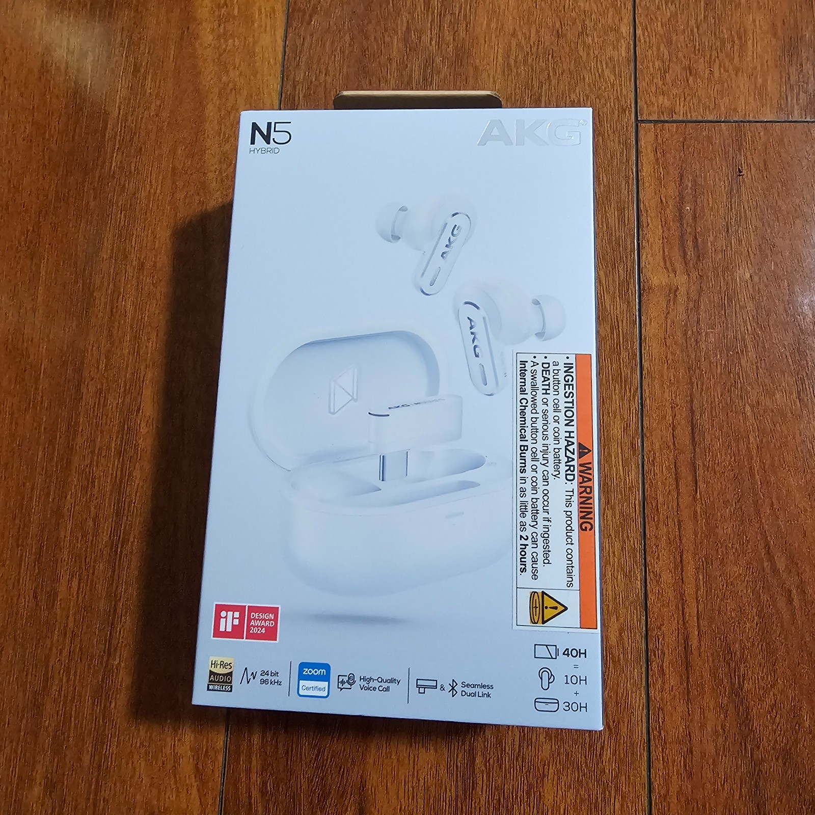 AKG N5 HYBRID Earbuds Noise Cancelling Wireless Earphones White AKGN5HYBRIDWHTAM