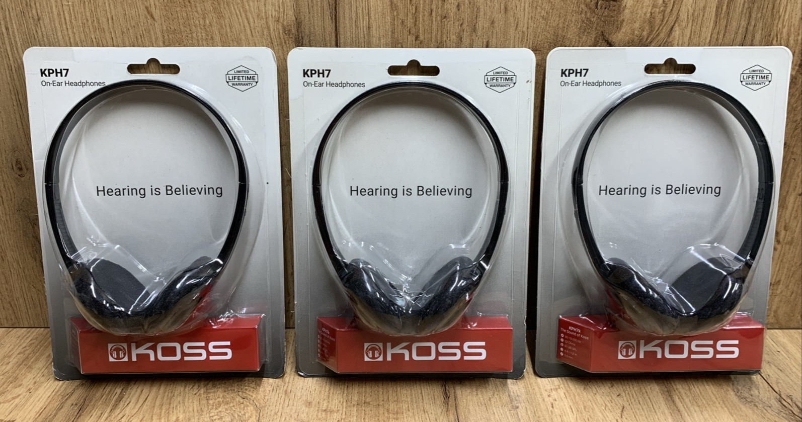 Lot of 3 Koss KPH7 On-Ear Wired Headphones Black 3.5mm Sealed New