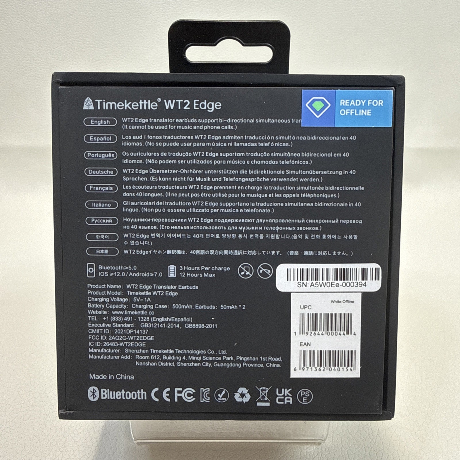 TimeKett WT2 Edge Translator Earbuds