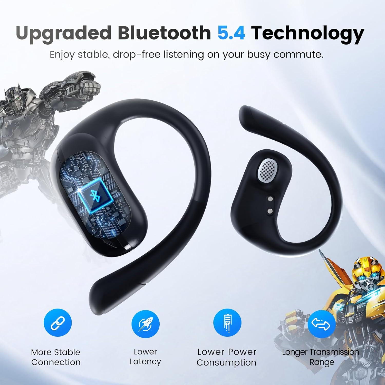 Open Ear Wireless Headphones Bluetooth 5.4 for Running & Workouts, over the Ear