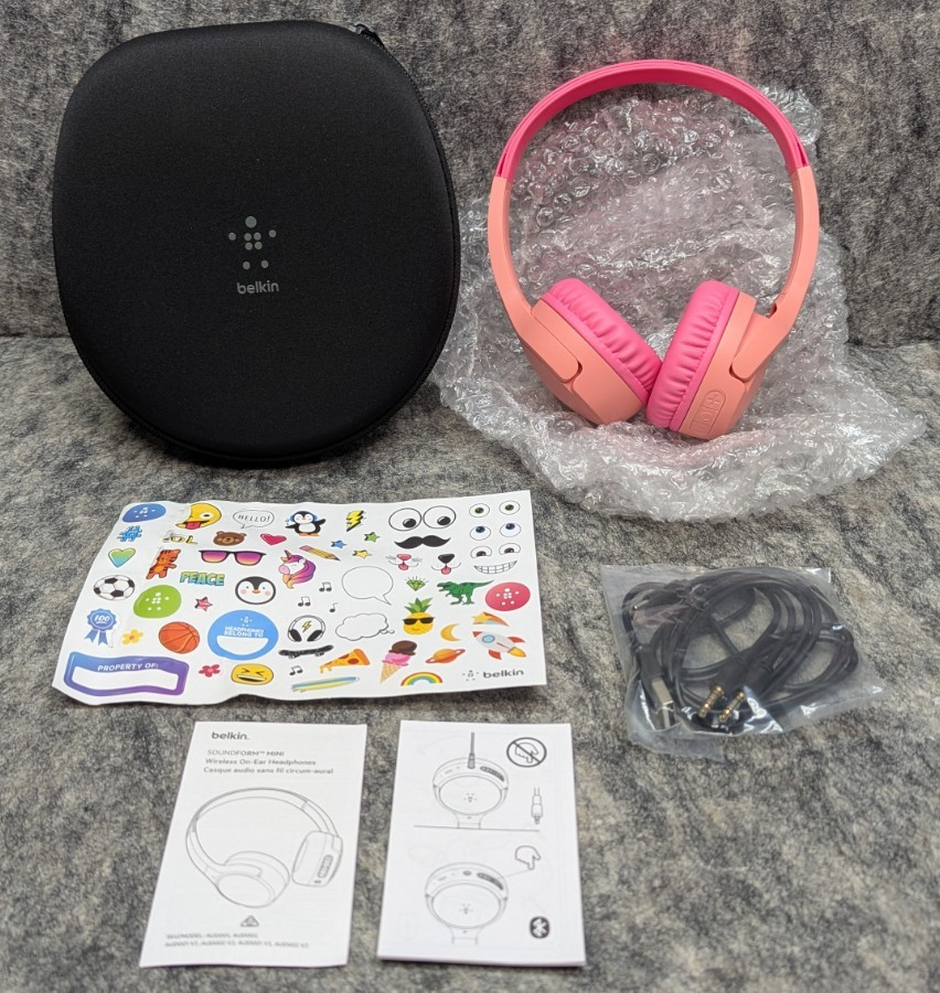 Belkin SoundForm Mini Kids Wireless BT Headphones Built-in Microphone Pink 🔥New