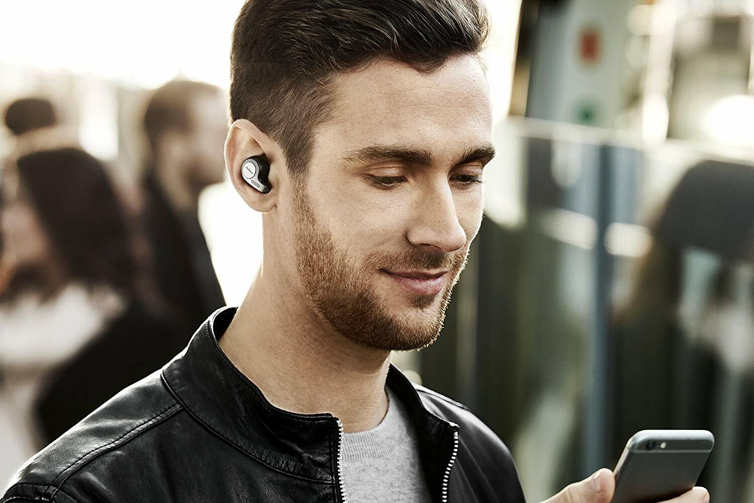 Jabra Elite 65t Wireless Earbud Headphones, Titanium Black + Charge Case