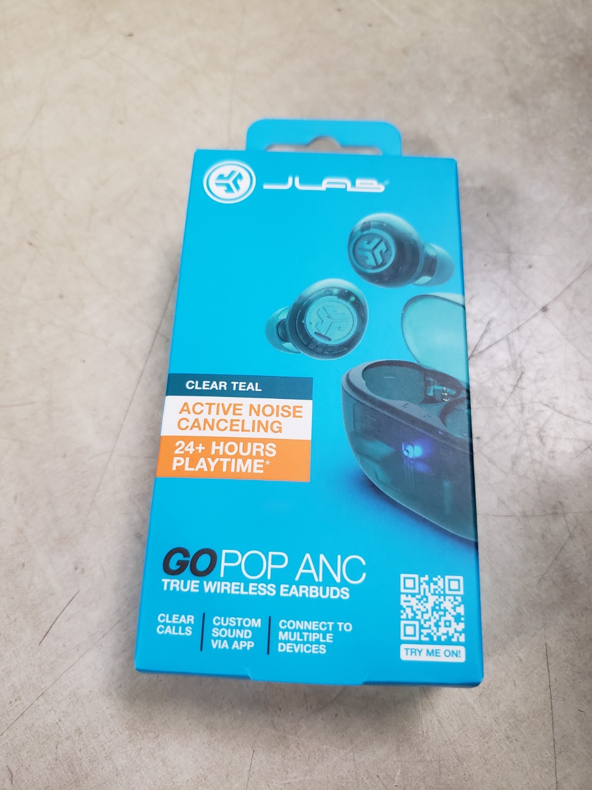 JLab Go Pop ANC True Wireless Bluetooth Earbuds – Transparent/Clear Teal
