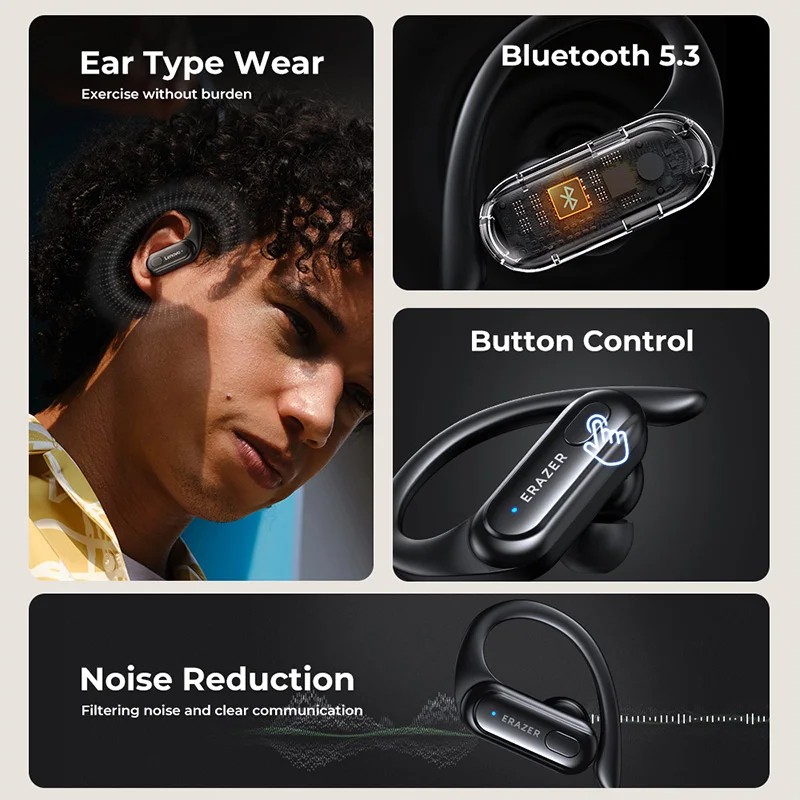 Erazer XT60 Bluetooth 5.3 Earbud Noise Cancelling Low Latency HiFi Ear-clips