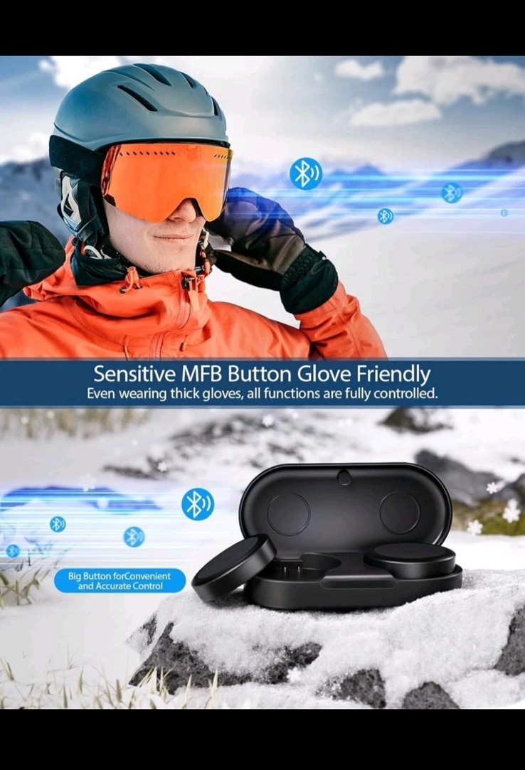 Doohoeek 2025 Ski Helmet Speaker, True Wireless Earbuds for Audio-Ready Helmets,
