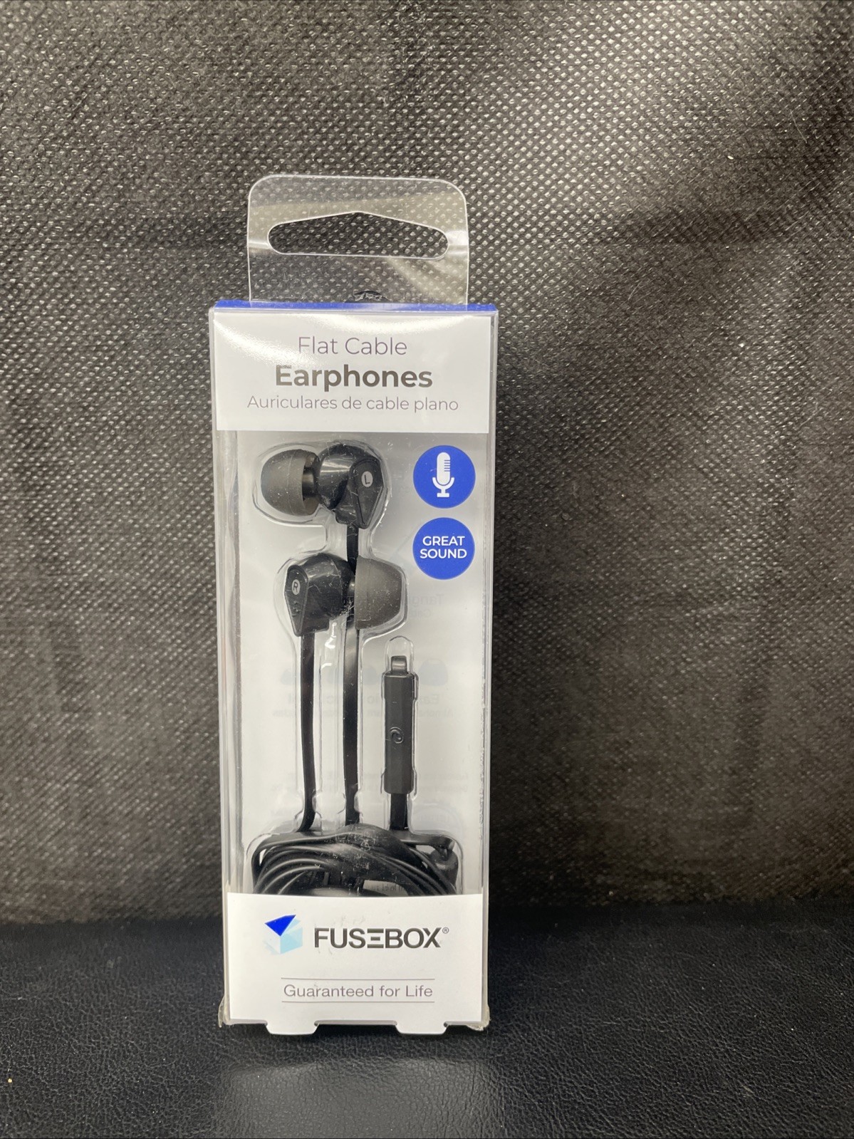 FuseBox Earbuds Wired Built In Mic Flat Cable Tangle Free (Black) 190-0927-FB2