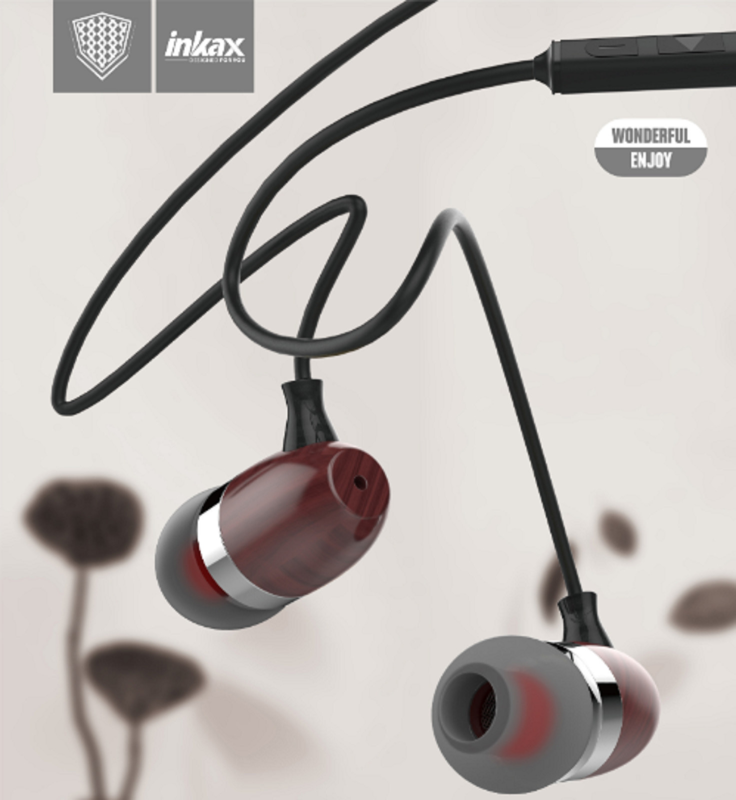 WOODEN EARPHONES HEADPHONES WIRE MICROPHONE PHONE UNIVERSAL STEREO JACK 3.5