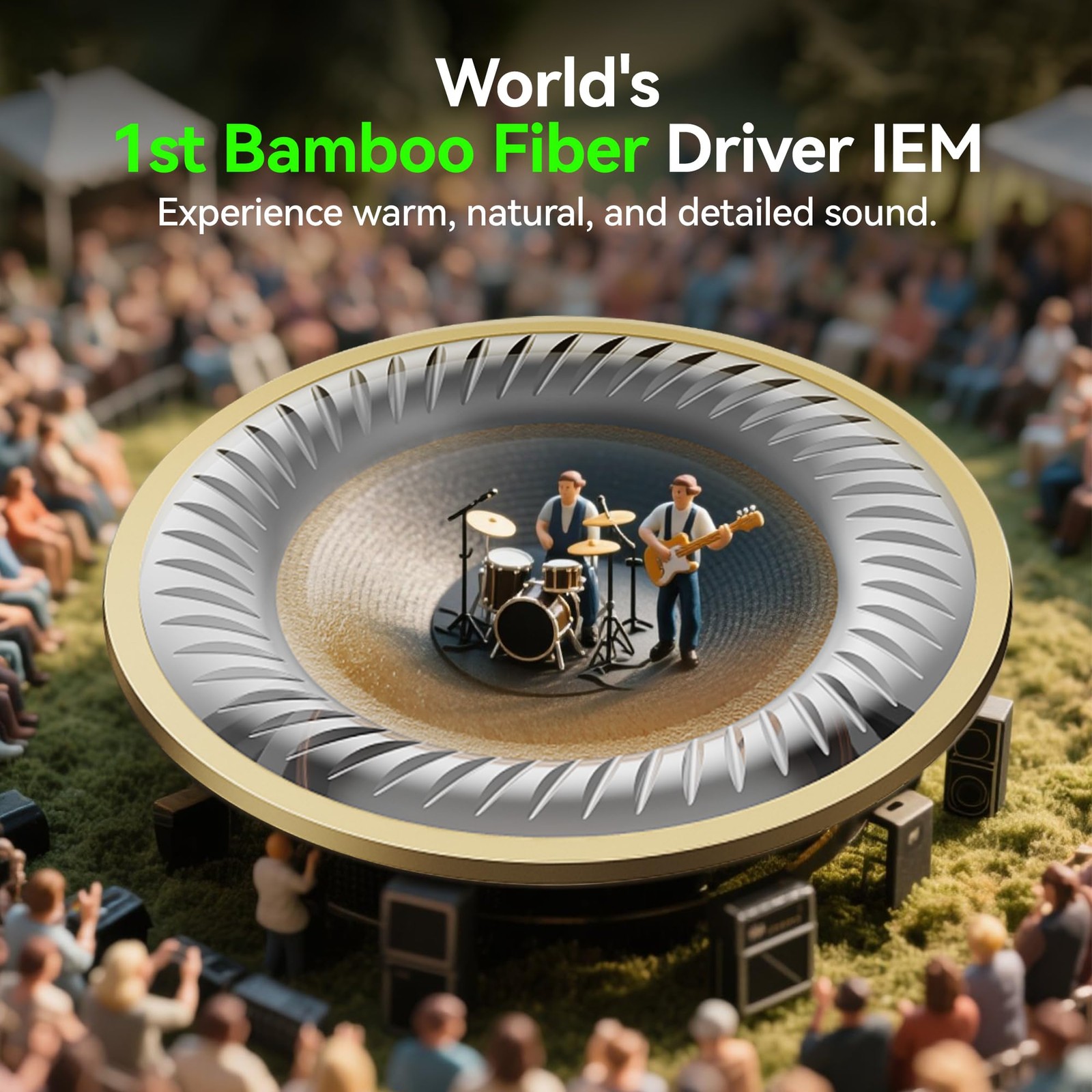 Tipsy M1 IEM, Bamboo Fiber Diaphragm in-Ear Monitor, Warm, Lively Bass & Vocals,