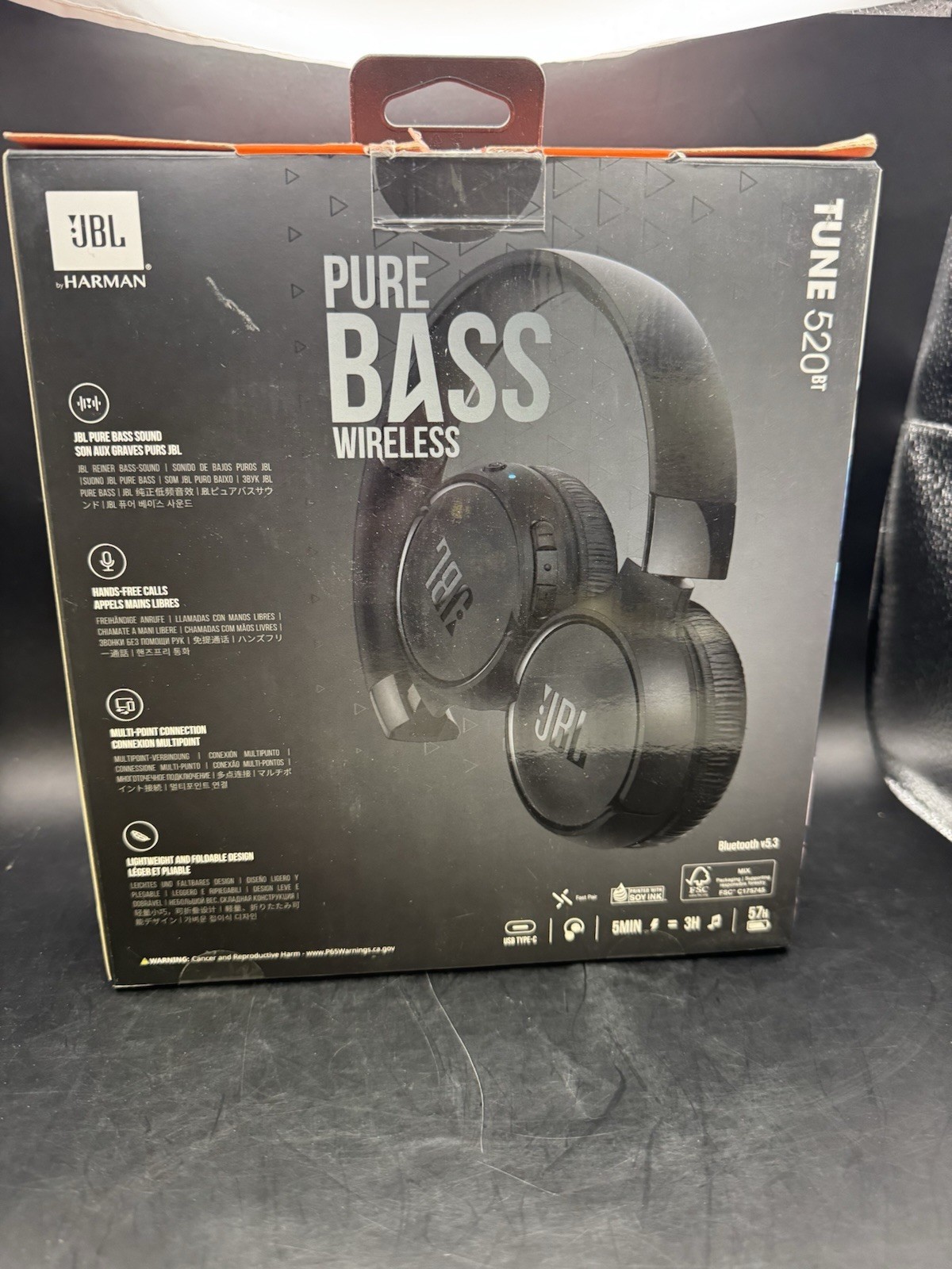 JBL Tune 520BT, Wireless On-Ear Headphones – Black