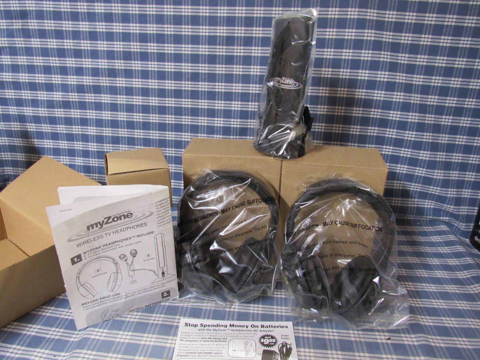 My Zone Wireless Dual Headset TV Headphones (New Store Display) FREE SHIPPING.