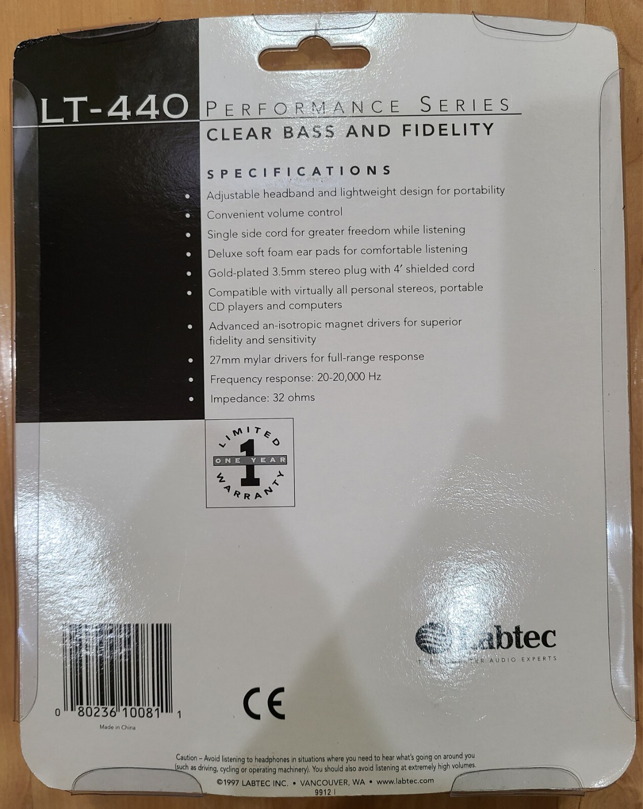 VINTAGE LABTEC LT-440 HEADPHONES W/ Volume Control, BRAND NEW SEALED SET!