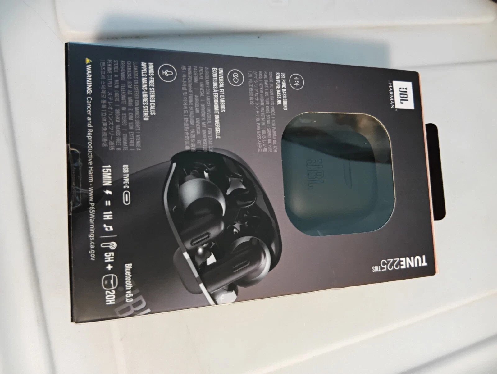 JBL TUNE 225TWS PURE BASS Wireless Earbuds Earphones Bluetooth Harman Black NEW
