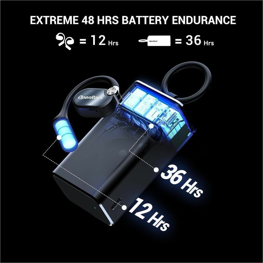 OpenRock X Open-Ear Air Conduction Sport Earbuds Bluetooth Black