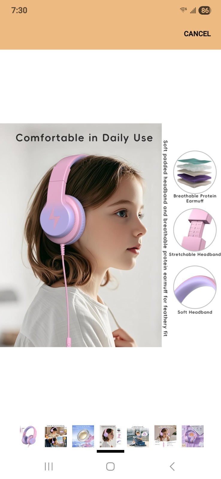 Candy Bila Wired Headphones Pink & Gray 3.5mm Jack Headband Over-Ear