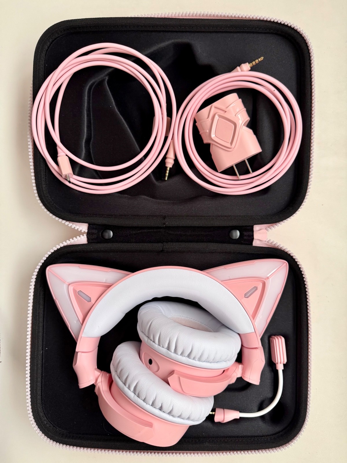 YOWU RGB 10 Color 2.4G Cat Ear Wireless Noise Canceling Headphones w/ Charger
