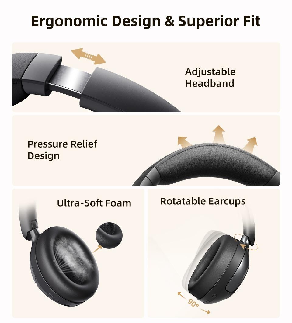 Qcy H3 Pro Anc Wireless Headphone 50db Noise Canceling Hi-res Spatial Audio Earp