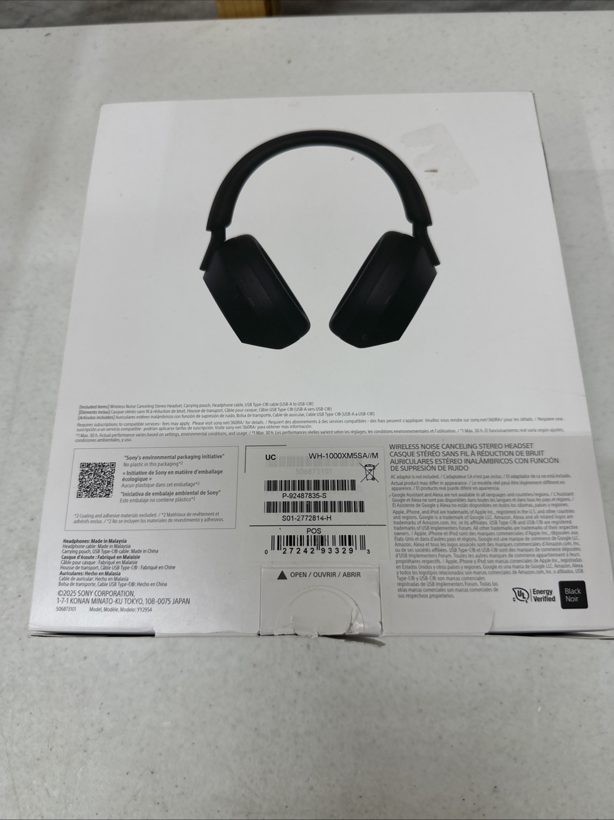 Sony WH-1000XM5SA Wireless Noise Canceling Bluetooth Headphones Black Open Box