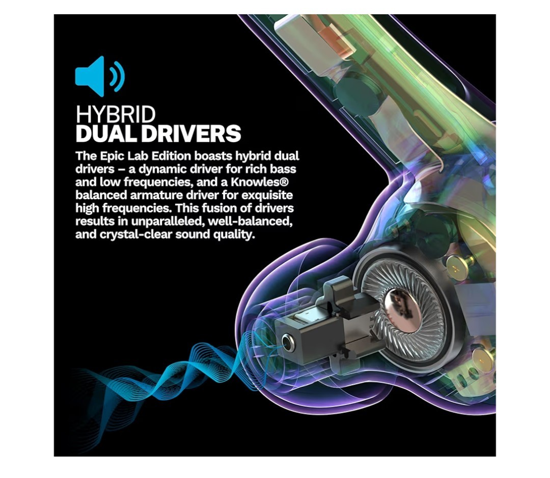 JLAB Hi-Res Audio Wireless LDAC Hybrid Noise Canceling Epic SportsANC3 Dual Driv