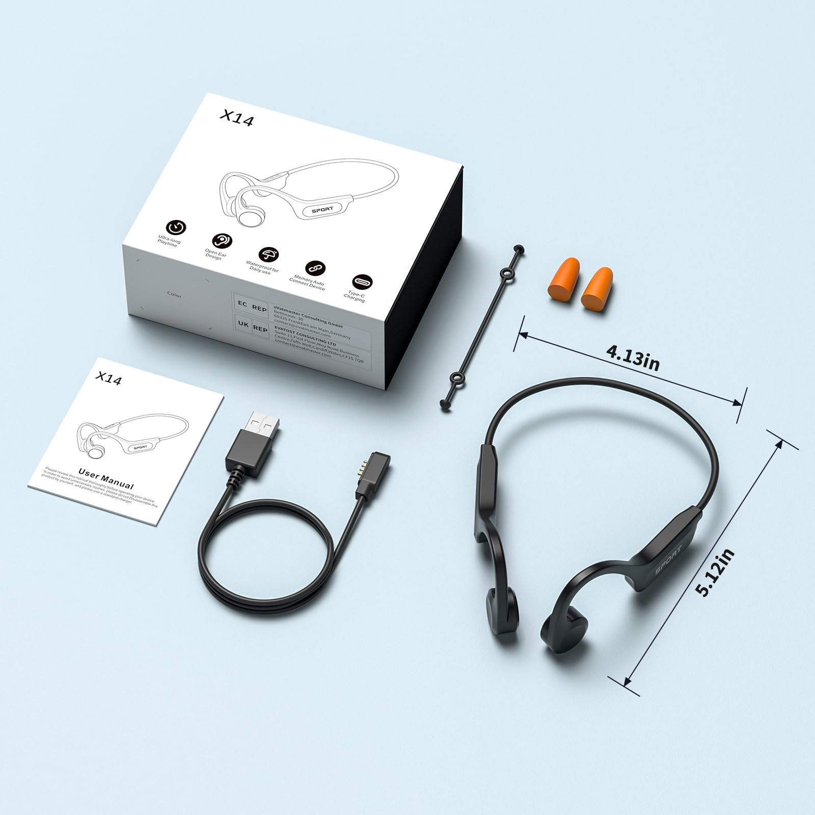 Wireless Bone Conduction Headphones, Bluetooth 6.0, Open Ear, Mic, IPX6 Waterpro