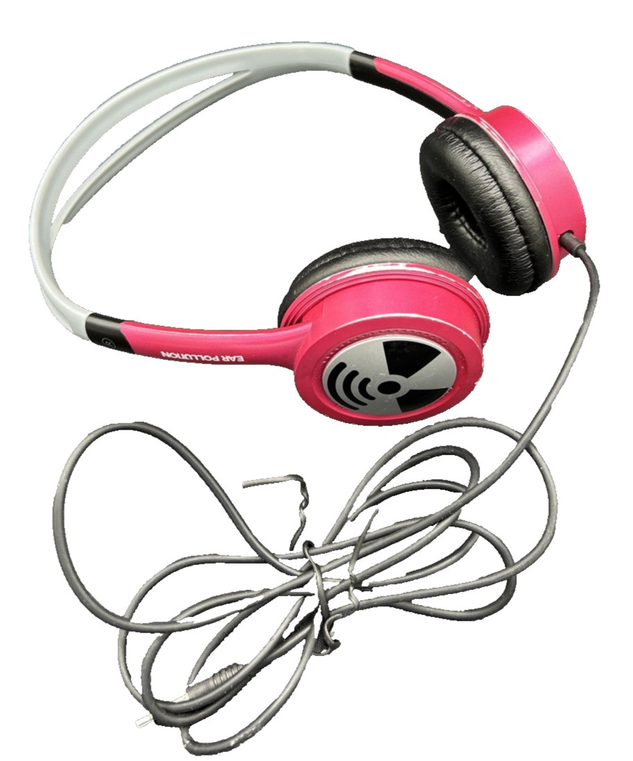 iFrogz Ear Pollution Wired Headphones Pink + Bonus Airbuds Lucent II (Untested)