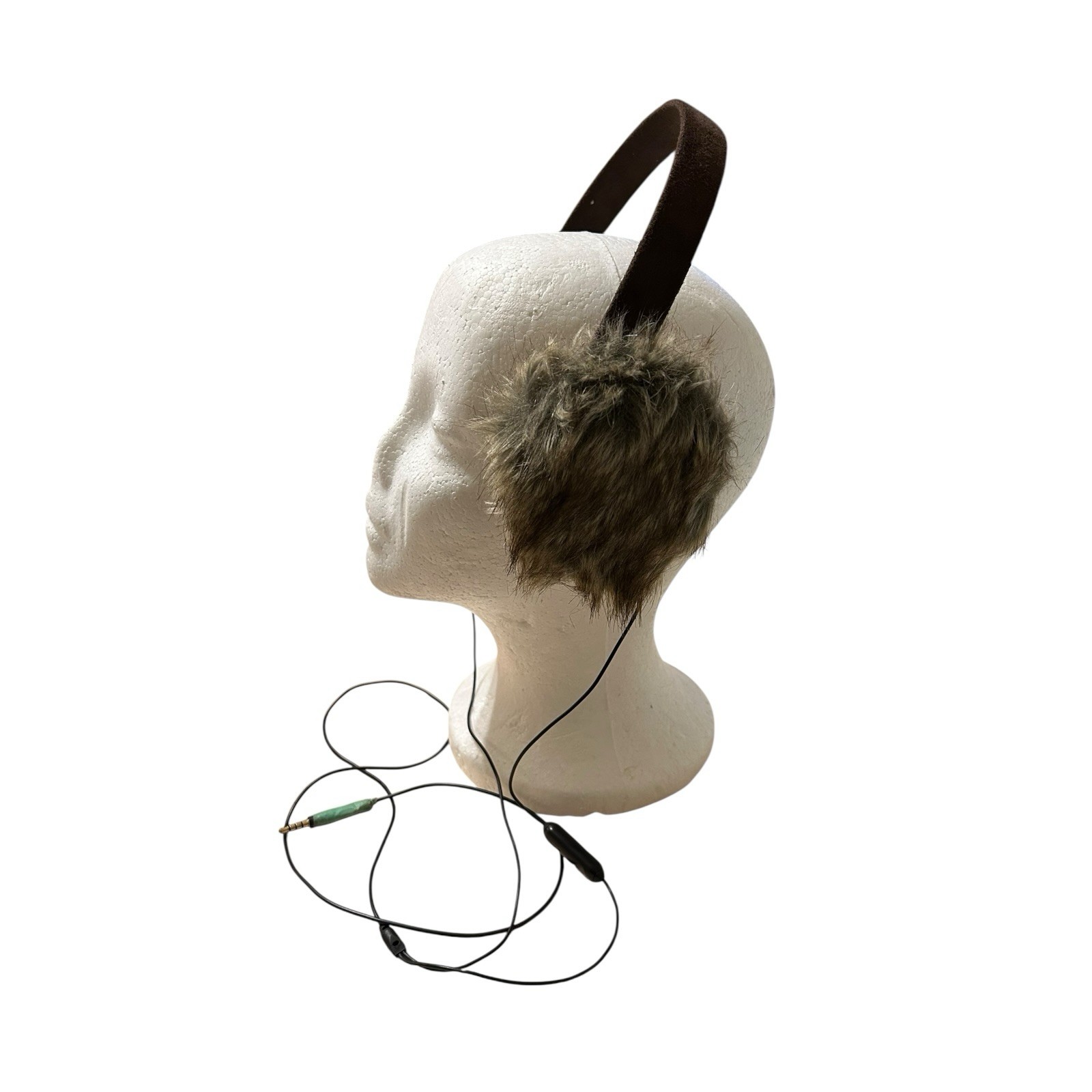 Audio Earmuffs with Built In Headphones Faux Fur Brown Furry Women’s Trendy
