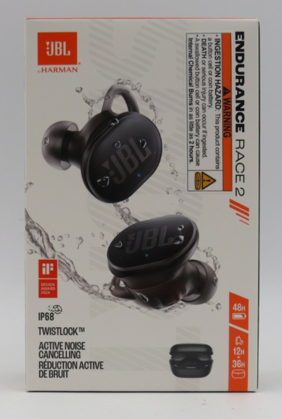 JBL Endurance Race 2 Waterproof True Wireless Sport Earbuds Black NEW SEALED