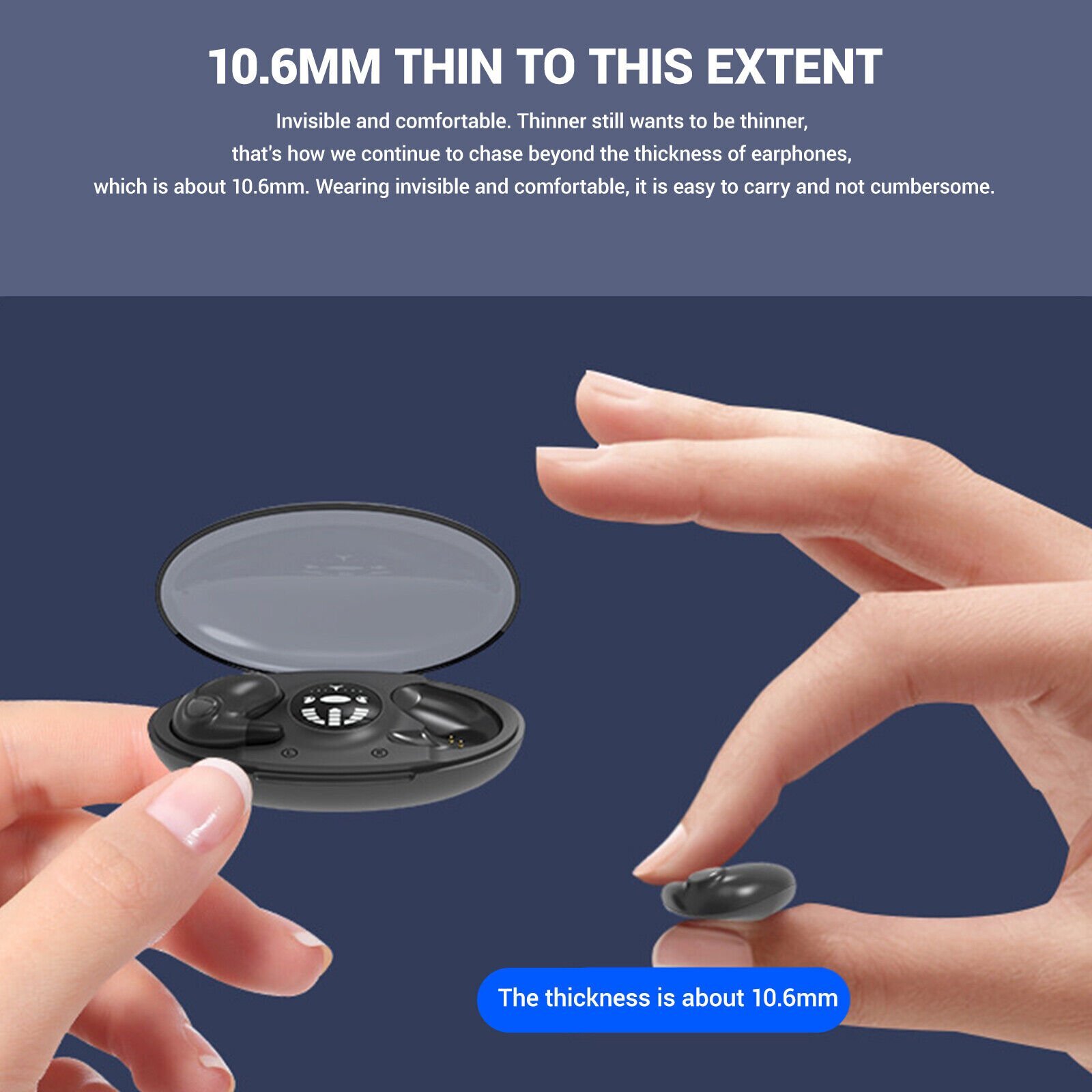 Bluetooth 5.3 Headset Invisible Sleep Wireless Earbuds TWS Waterproof Earphone