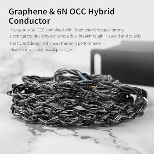 Hi-Res Graphene 6N OCC Hybrid IEM Cable, 4 Strand 196-Core Earphone Wire, 3.94ft