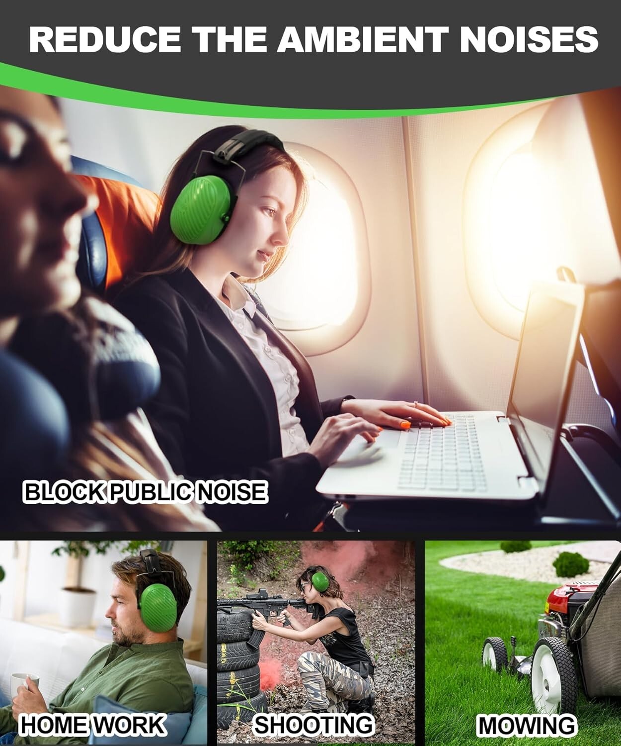 Noise Cancelling Earmuffs for Adults – NRR 28dB for Total Hearing Safety