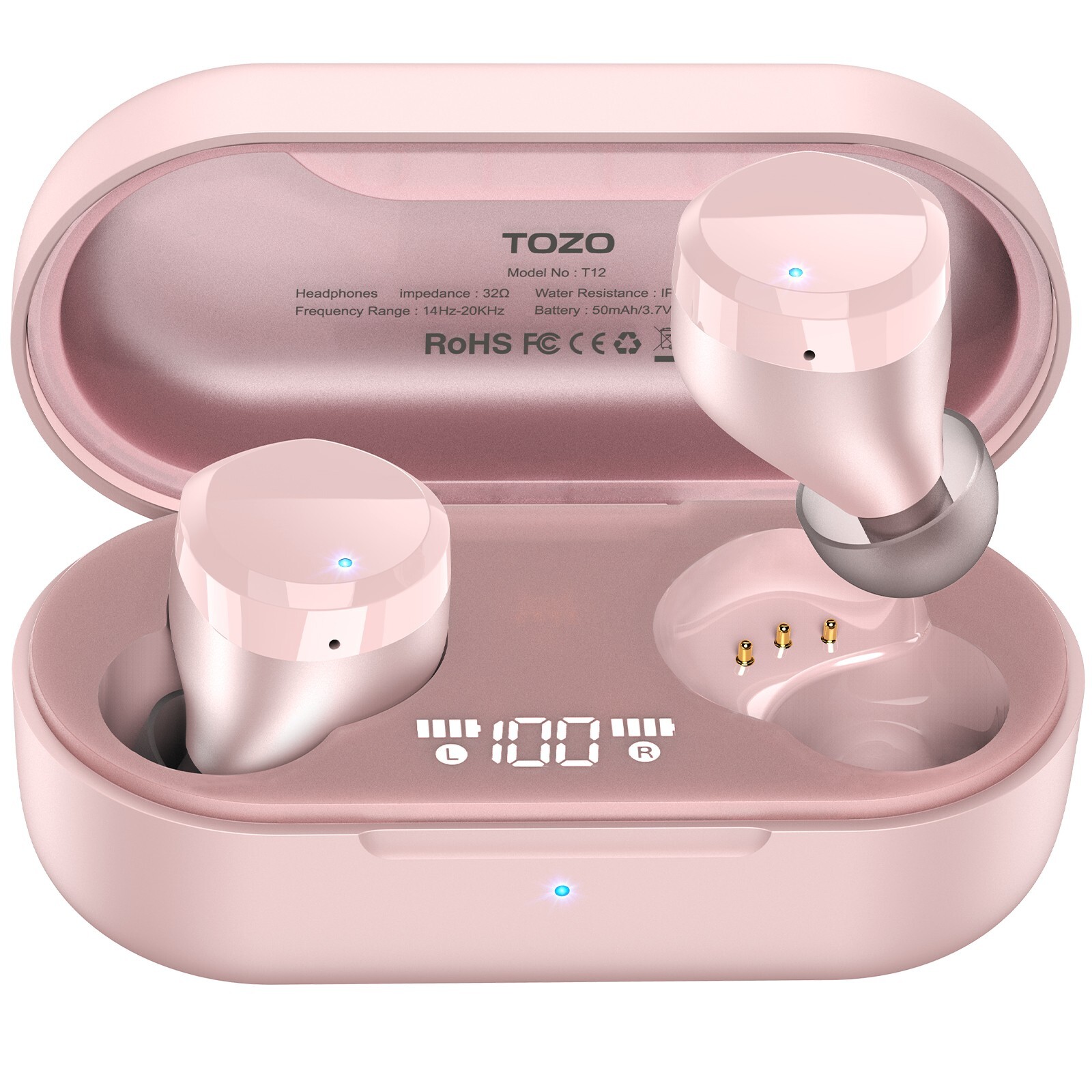 TOZO T12 Bluetooth Wireless Earbuds with LED Digital Display Waterproof IPX8