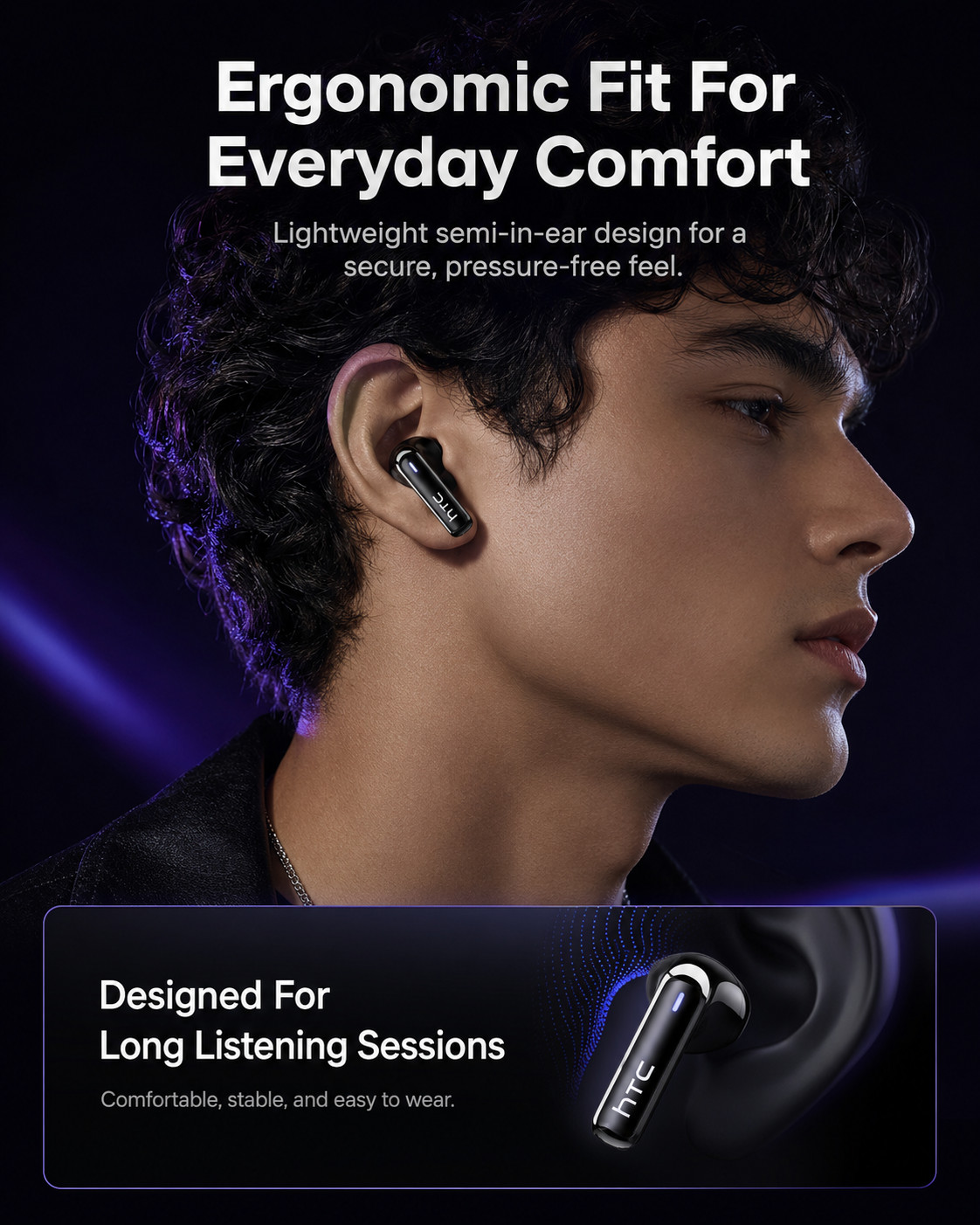 HTC NE70 Bluetooth Earbuds Smart Touchscreen Remote Case 6.0 Wireless Portable