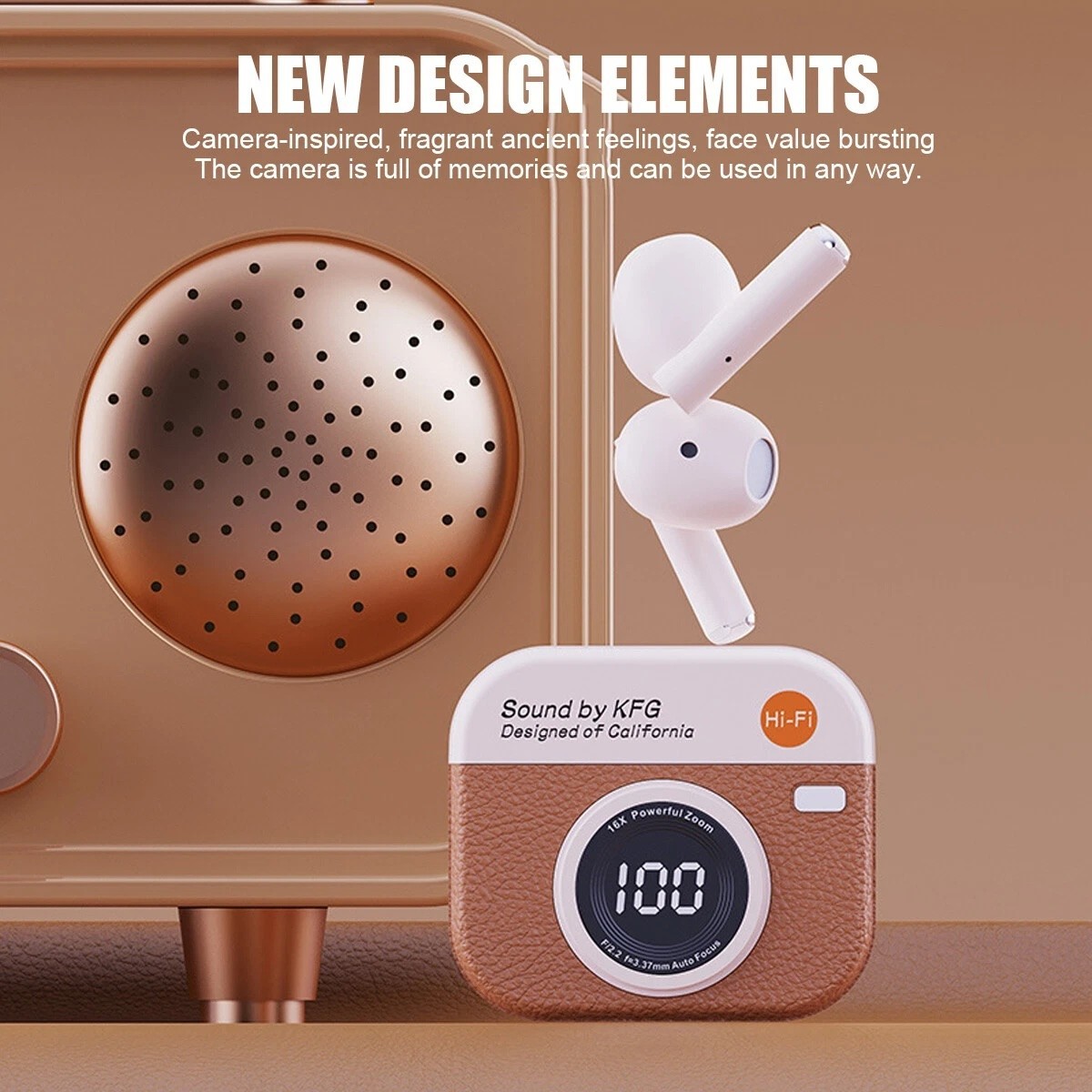 Vividus Q86 Retro Camera Design Wireless Earbuds with Digital Display, Bluetooth