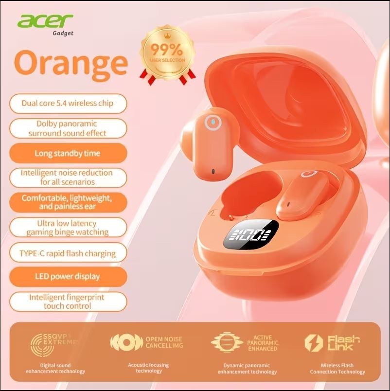 Acer TWS OHR501 Wireless Bluetooth Headset in Orange