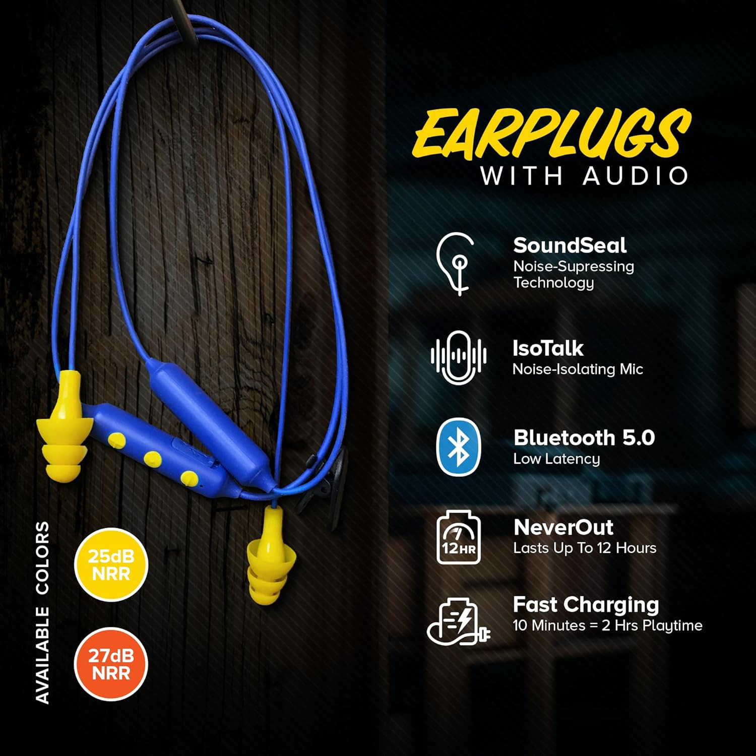 Basic Pro Earplug Headphones Wireless Bluetooth In-Ear Earplug Earbuds 25 Db Noi