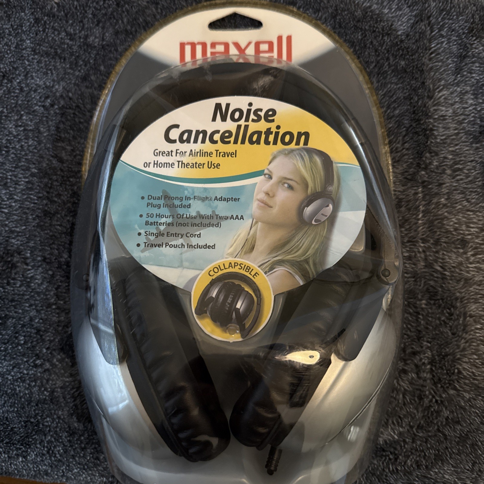 Maxell HP/NC-II Noise Cancellation Travel Headphones NEW Sealed