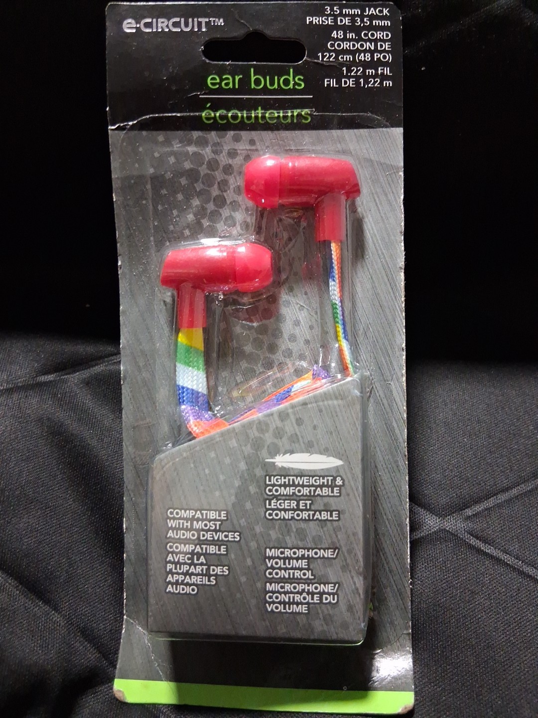 E-Circuit 3.5 mm Jack 48 in Cord Ear Buds Compatible with Most Audio Devices Red