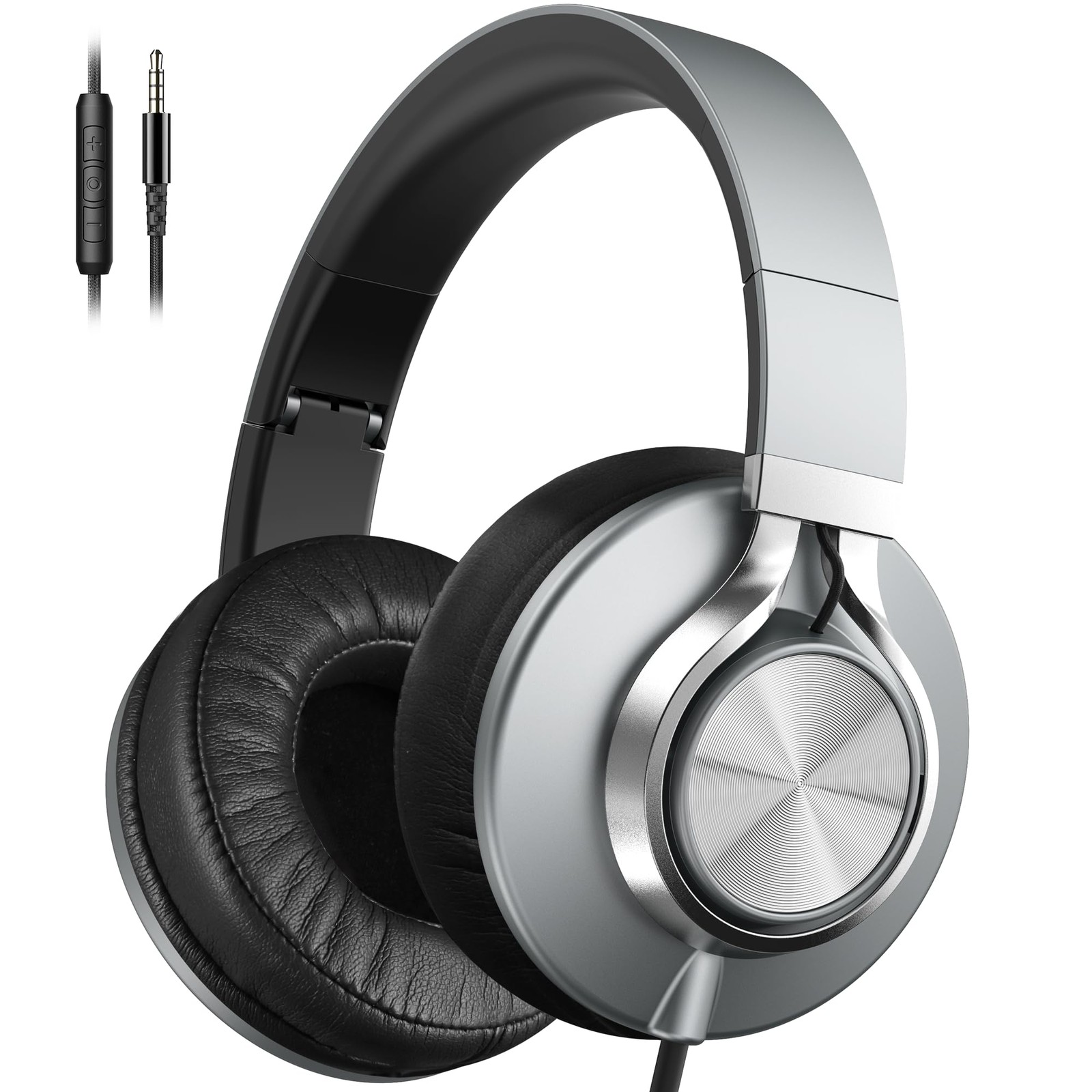 C90 Wired Headphones with Microphone Volume Control, Noise Reduction Foldable…