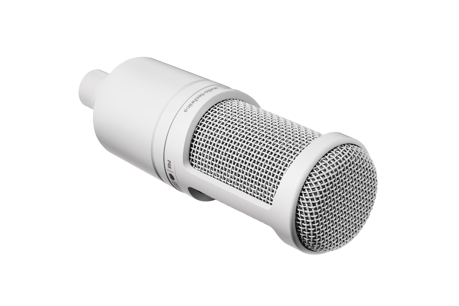 Audio Technica AT2020 CWH Condenser Microphone XLR White Pop Filter Shock Mount