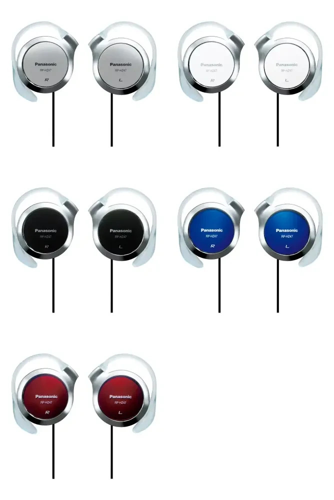 Panasonic RP-HZ47-K Black Clip On Earphones Lightweight Stereo Headphones