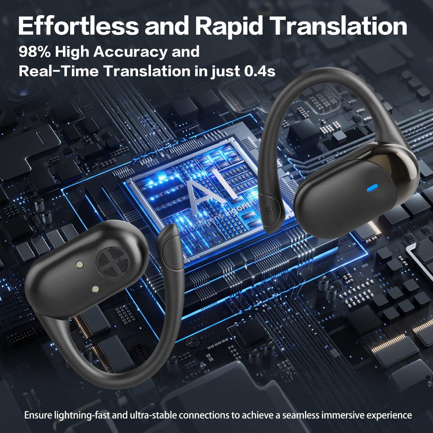 AI Translation Earbuds Real Time, 144 Language Translator Earbuds for Travel