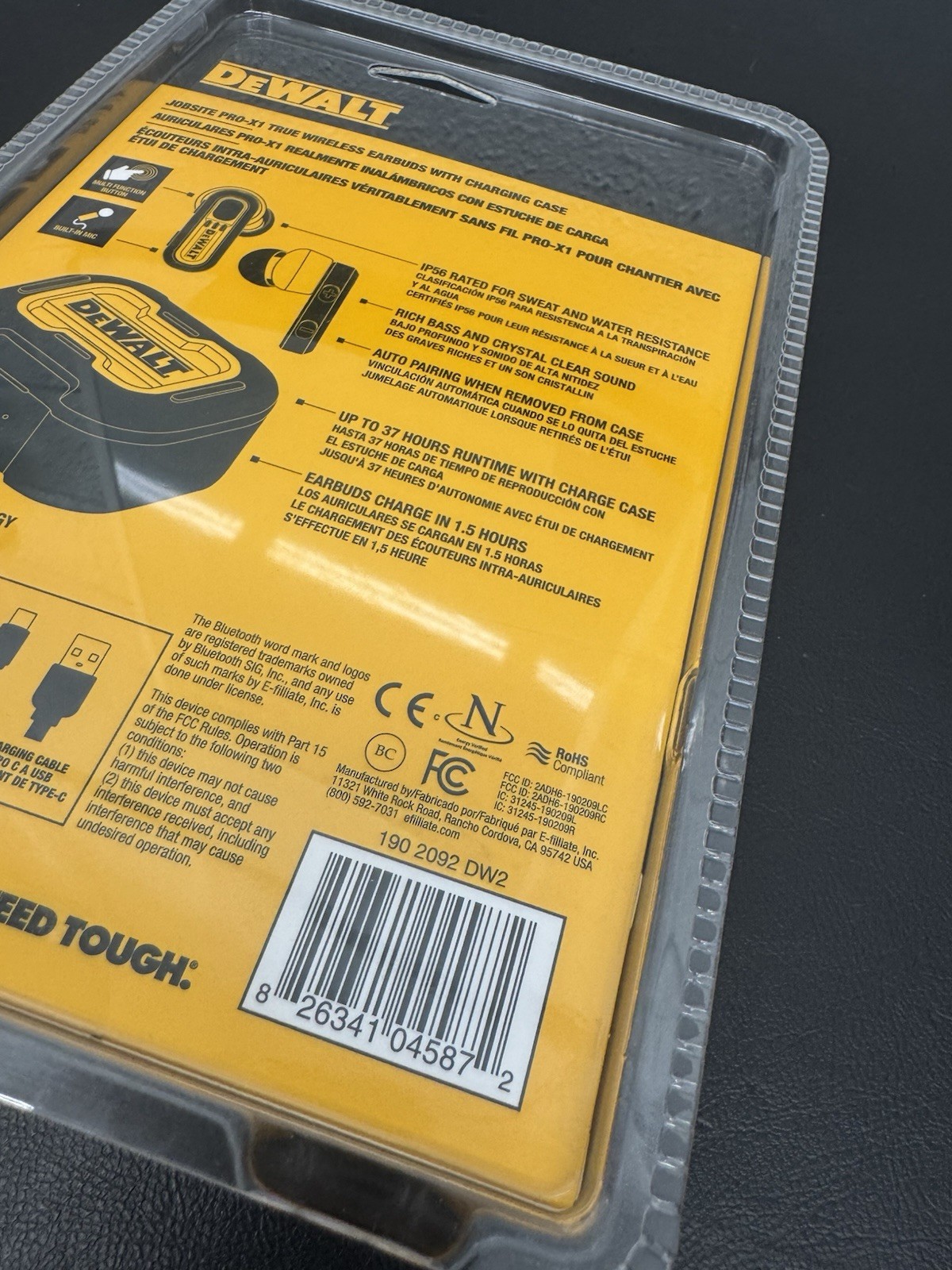 DEWALT DXMA1902092 Pro-X1 Jobsite Bluetooth Earbuds – Black/Yellow