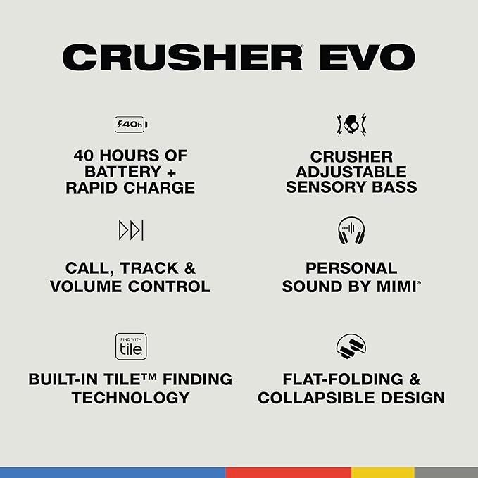 Crusher Evo Wireless Over-Ear Headphone – True Black – New and Factory sealed