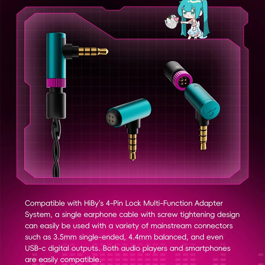HiBy YUME X Hatsune Miku Dynamic Driver HiFi Wired In-Ear 3.5/4.4MM Headphones