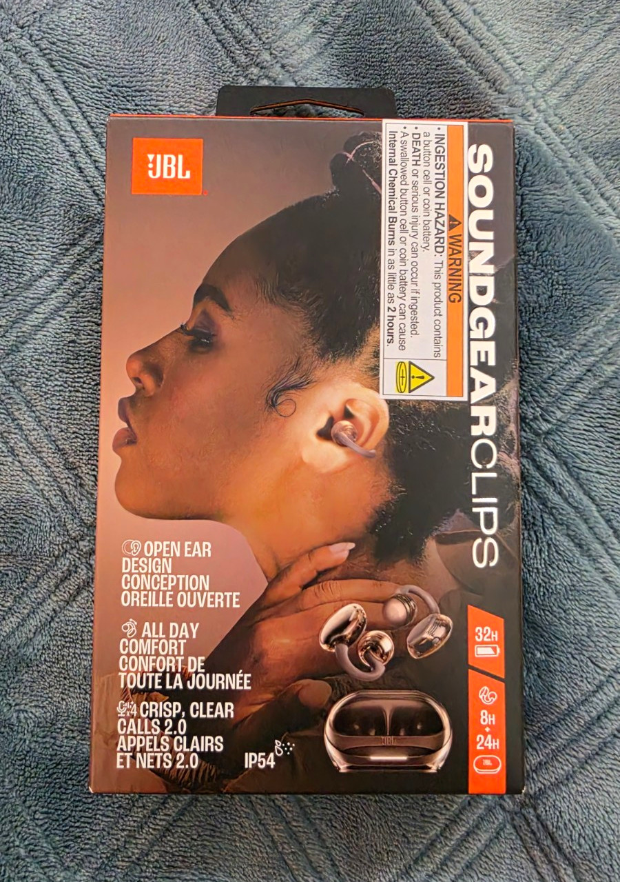 JBL Soundgear Clips Open-Ear Bluetooth Earbuds, Multipoint, Black