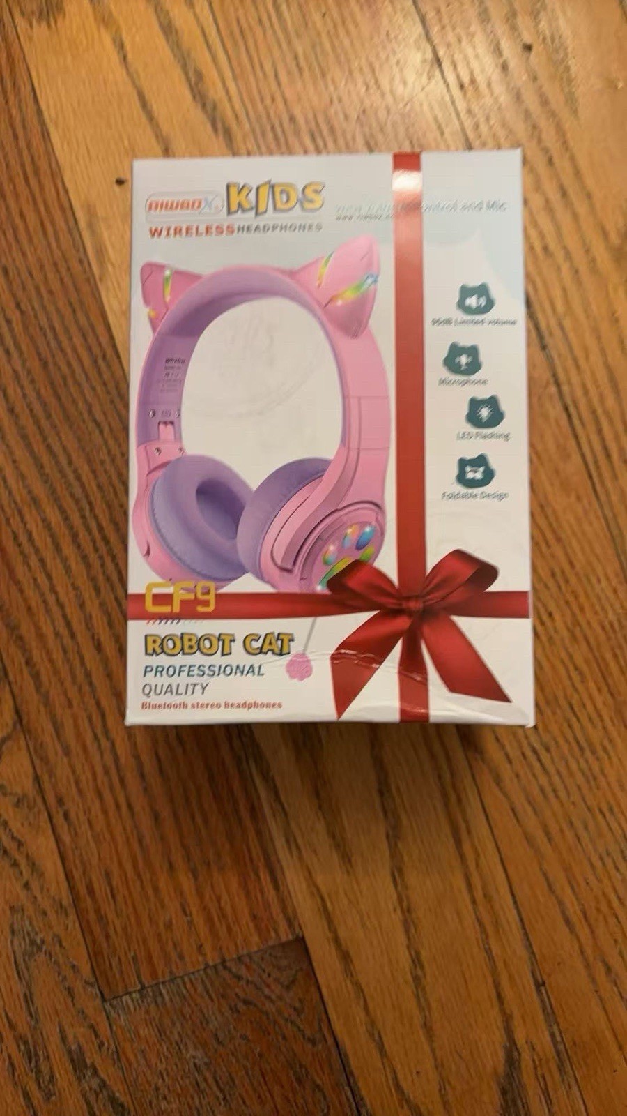 Riwbox CF9 Cat Ear Kids Wireless&Wired Headphones for Tablet/Airplane/school