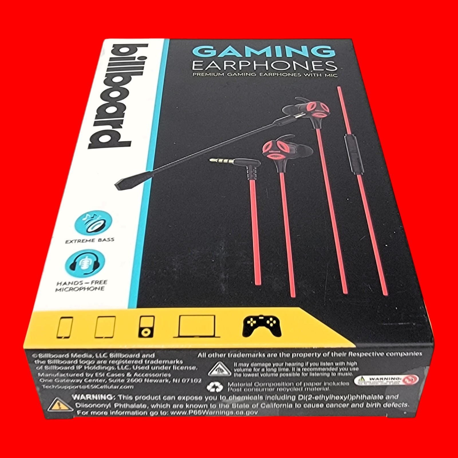 Billboard Gaming Earphones Lot BB2846 BB2847 BB2848 Wired Mic Headset 3 Pack New